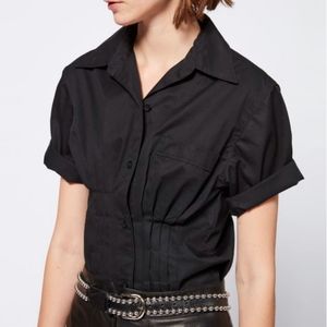 Isabel Marant Black Gramy Pintuck Blouse
